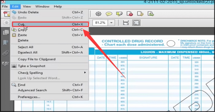 adobe acrobat choose cut