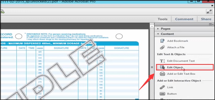 adobe acrobat edit object