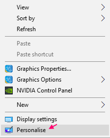 click on the personalise option