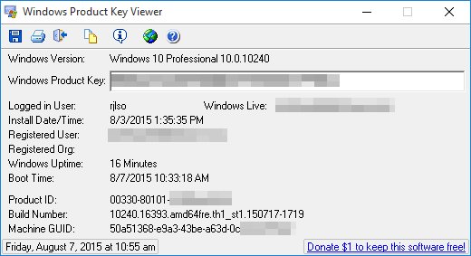 windows product key viewer interface
