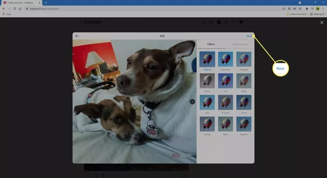instagram web photo adjustment
