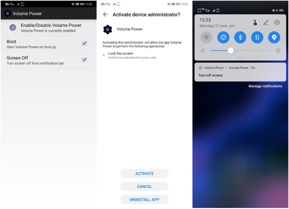 power button to volume button