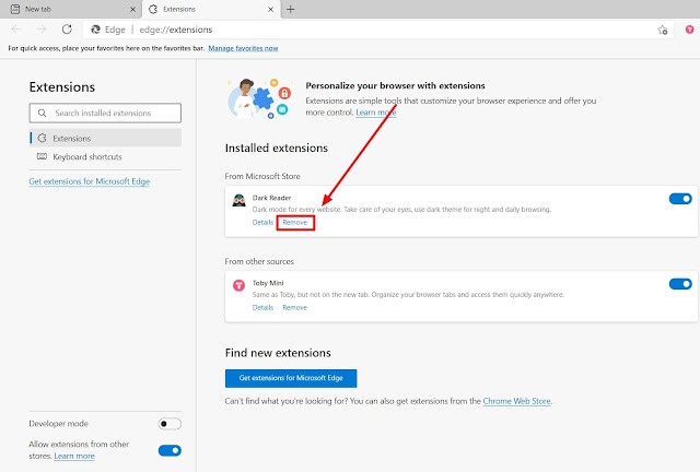 press remove or delete