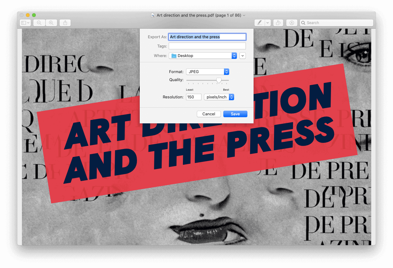 Converting PDF to jpg using Mac Preview app