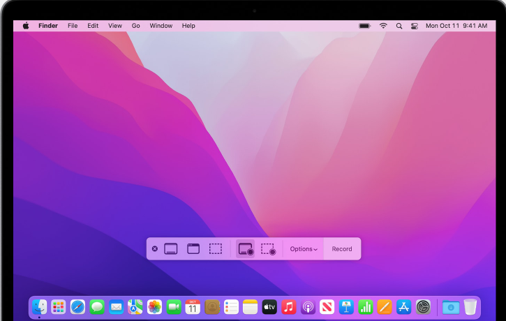 the interface of screenshot toolbar