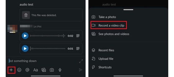 Record slack video calls on mobile phone to record slack calls via in-built function step 5