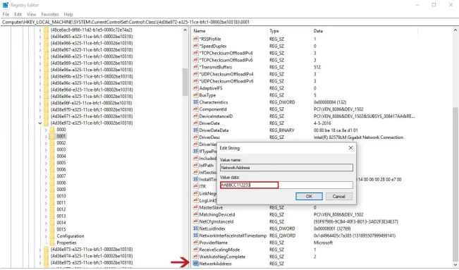 Mac Address Changer method using Registry Editor Step 6