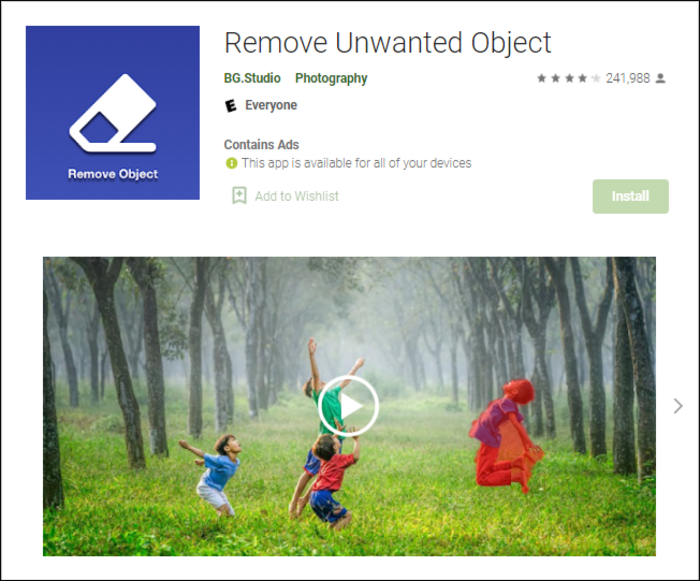 remove unwanted object app for android