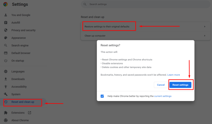 Reset Google Chrome if the remote device won’t accept the connection