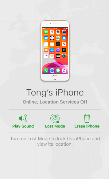 tap on the erase iphone option