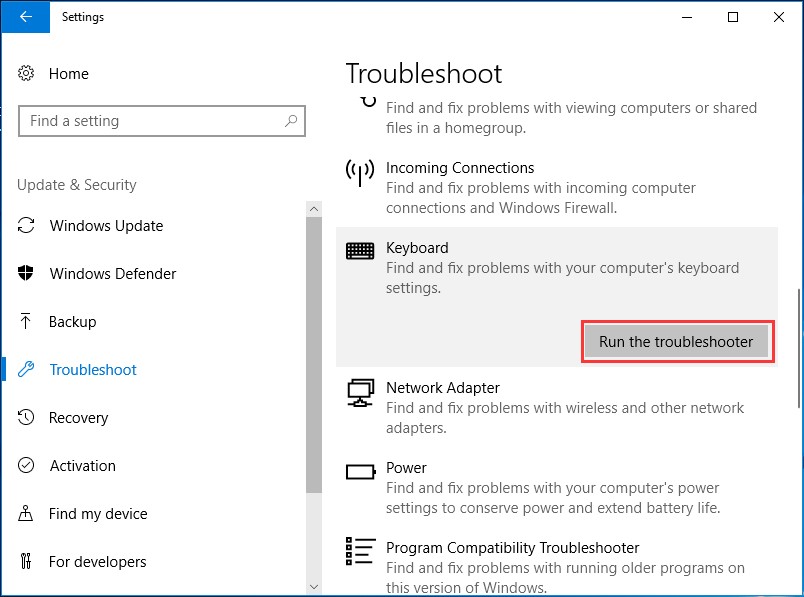 run troubleshooting tool