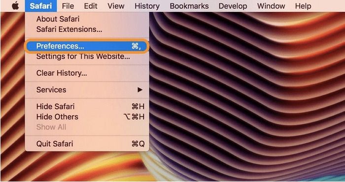 select preferences option