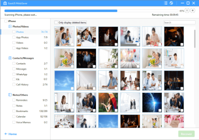choose the videos you want to recover