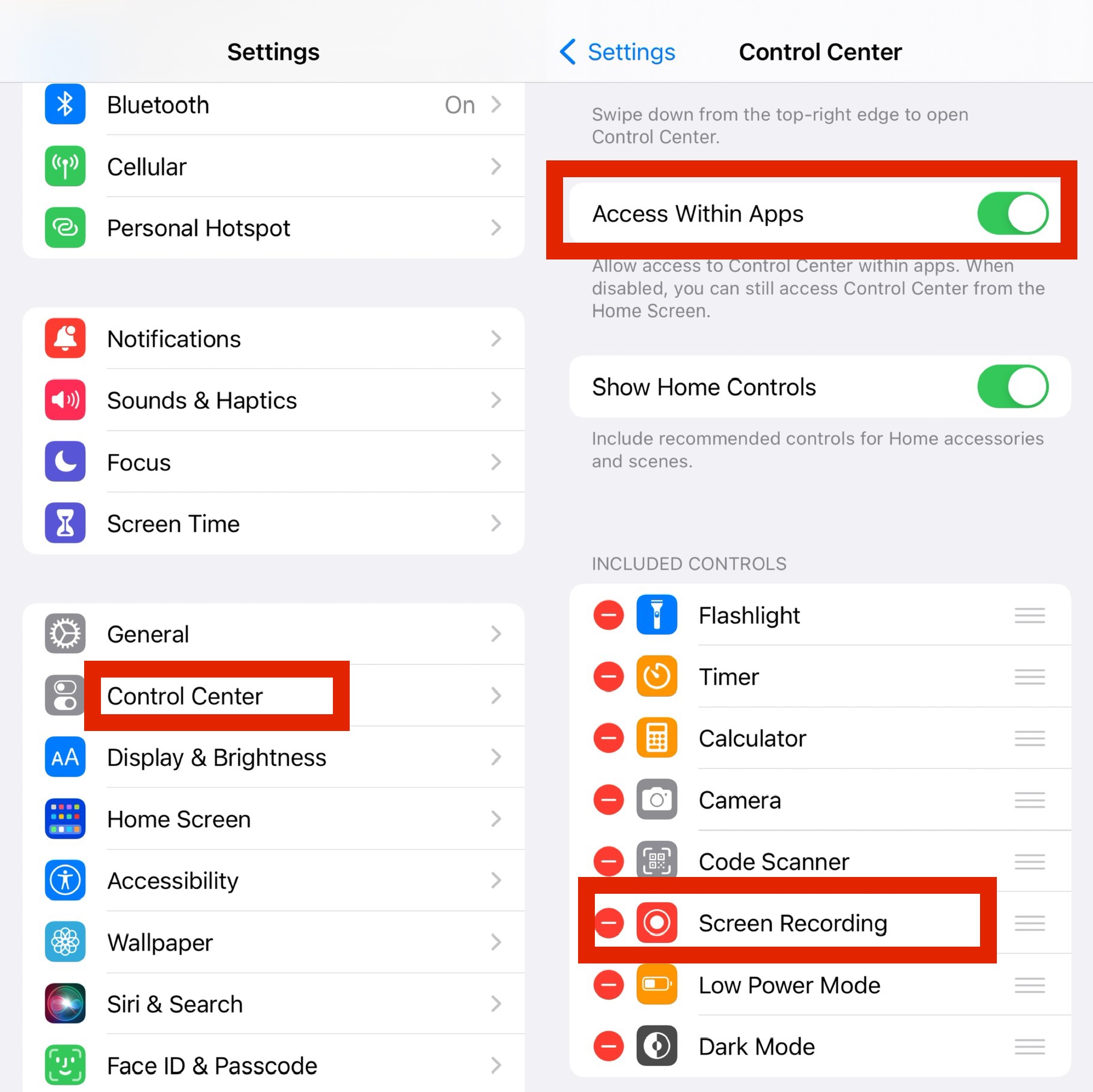 add screen recording app to home