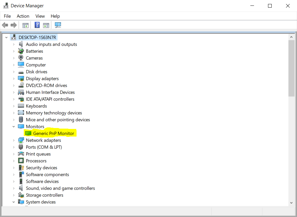 Choose Generic PnP Monitor 