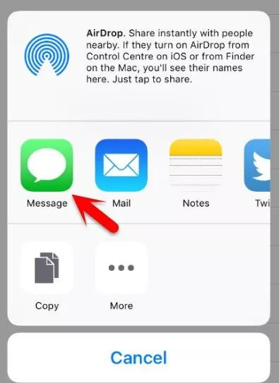 tap on the message option