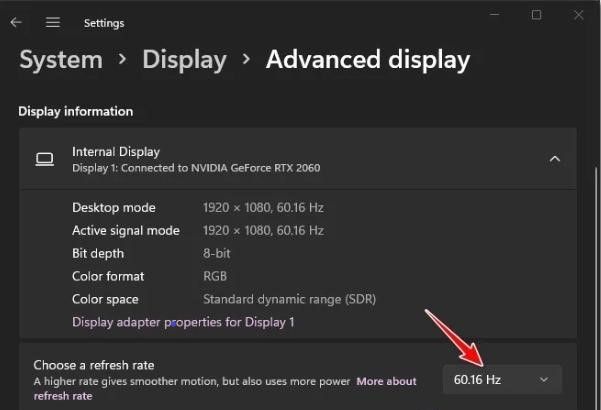 How to fix the screen flickering issue by setting correct refresh rate Step 4