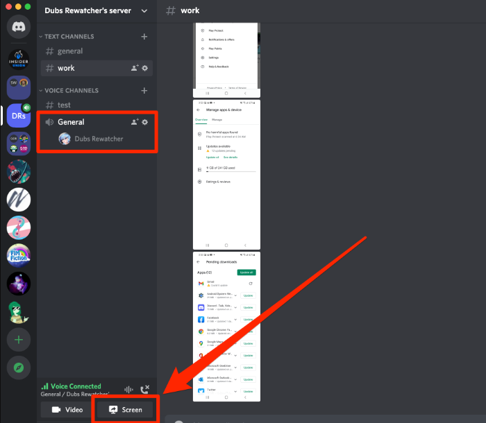 How to Share Screen on Discord PC Voice Channel Step 1