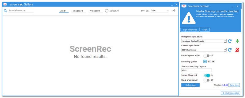 screenrec interface