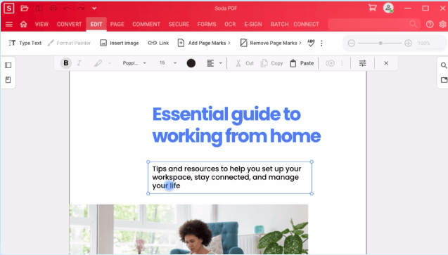 Main interface screen of Soda PDF