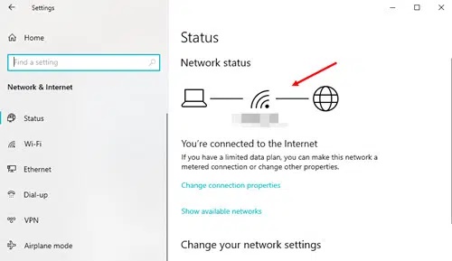 check network connectivity network and internet status