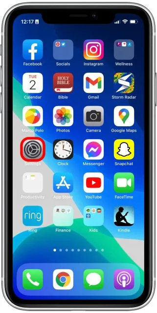 tap on the settings app