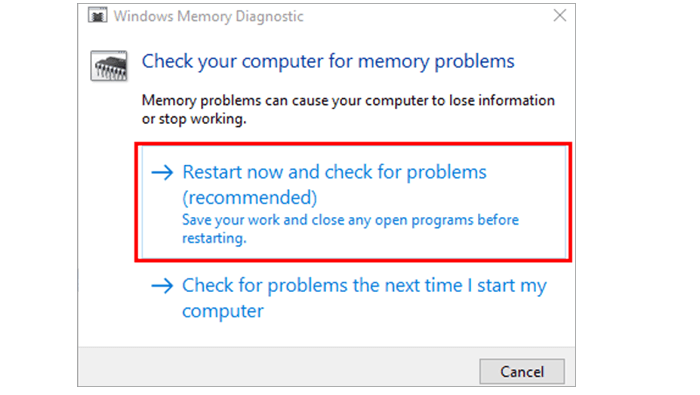 System Thread Exception Not Handled Run Memory Diagnosis Step 2