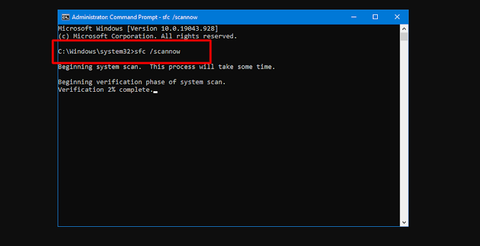 System Thread Exception Not Handled Use SFC and DISM Commands Step 2