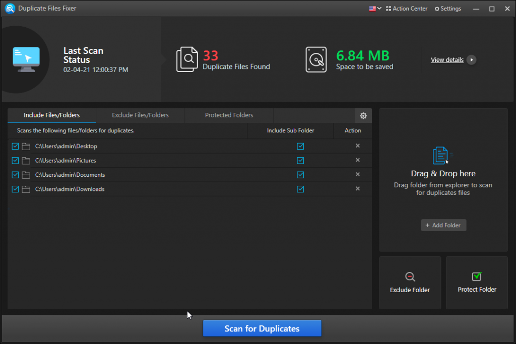duplicate file fixer interface
