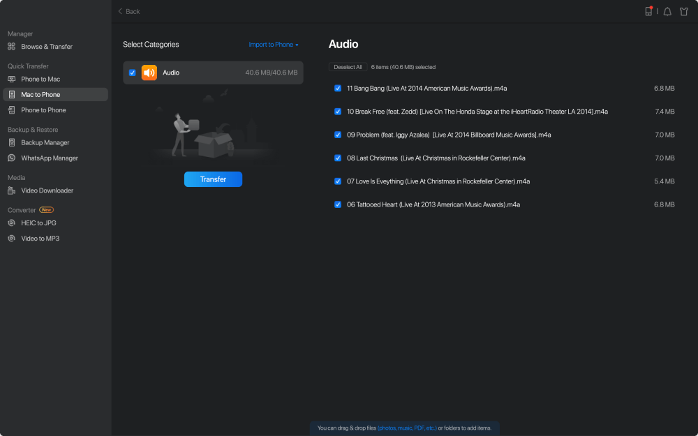 transfer file between iphone and mac