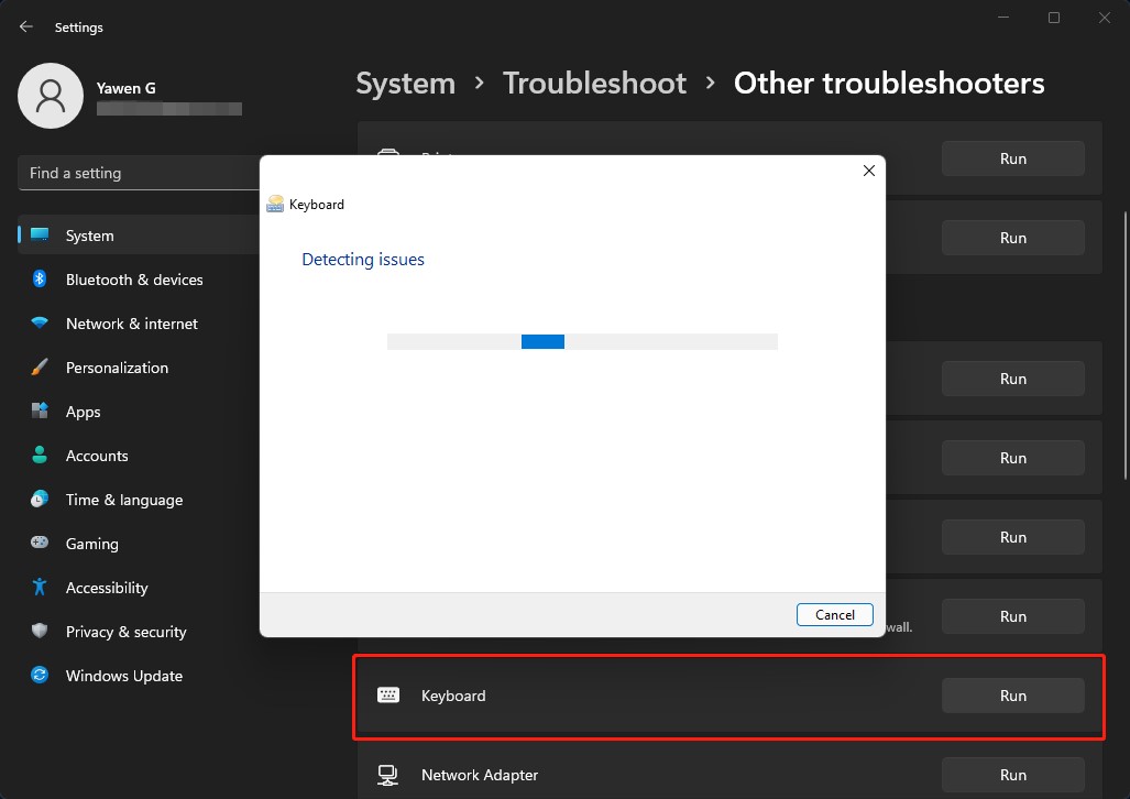 troubleshoot device from hardware devices