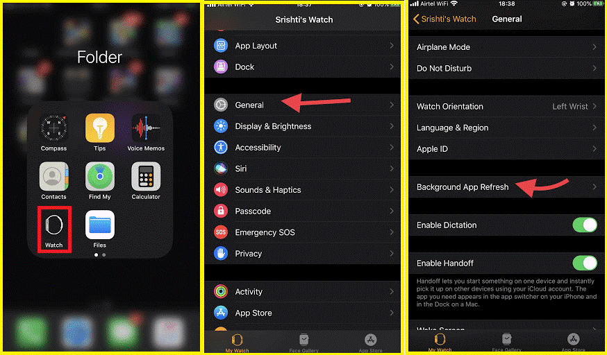 Turn off background app refresh to fix apple watch battery draining fast
