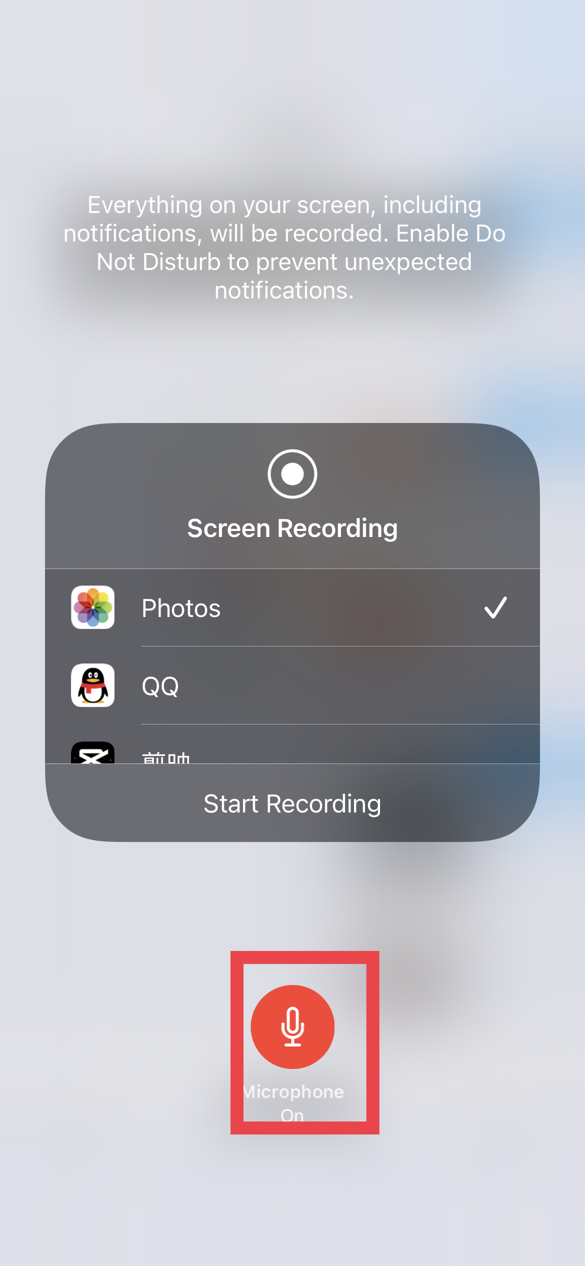 can i not screen record facetime with audio