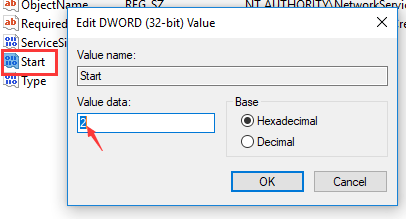 Go to the Start DWORD 