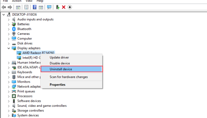 Click On Uninstall Device