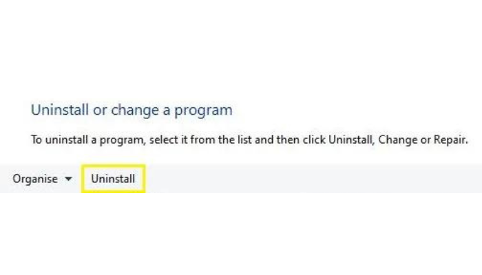 Click On Uninstall