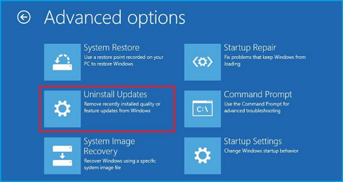 fix Windows 10 not booting after update - uninstall update