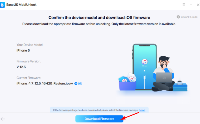 Unlock iPad Without Passcode Via EaseUS MobiUnlock Step 3