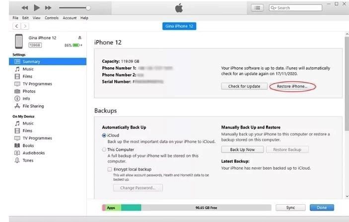 How to unlock iPhone with iTunes Step 3