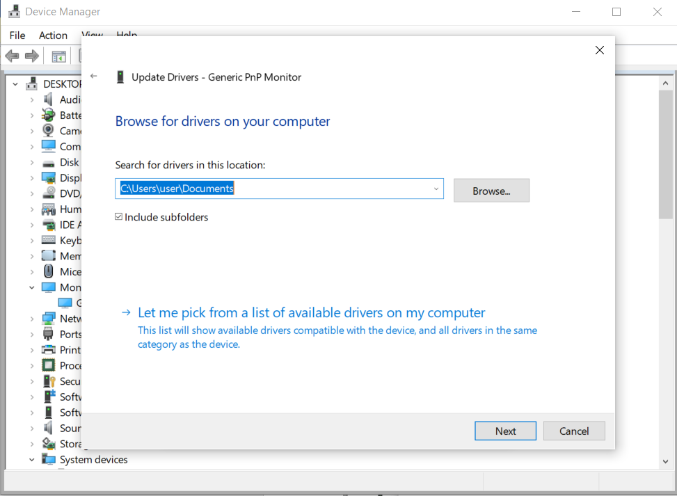 Browse computer for more drivers 