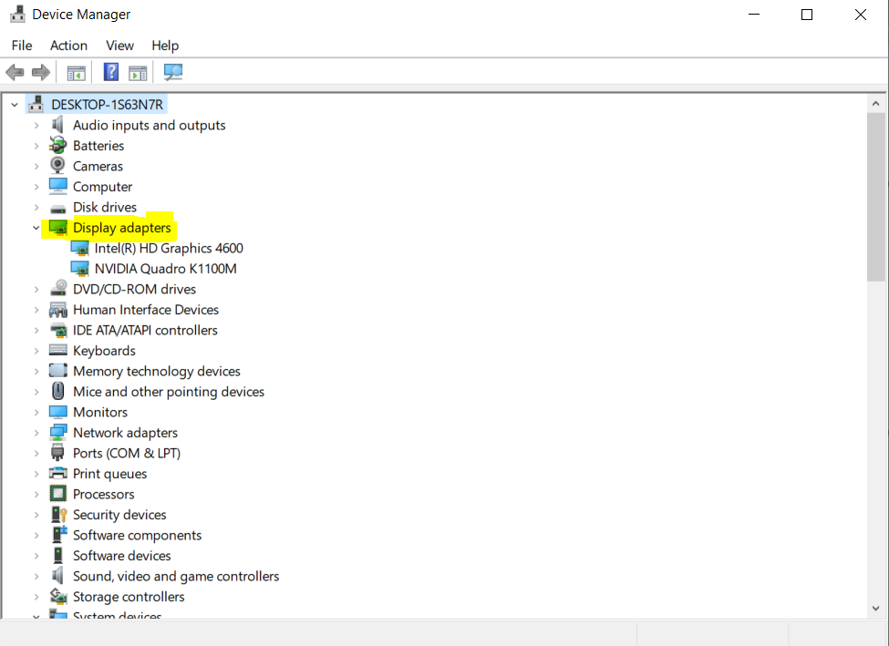 Check available display adapters