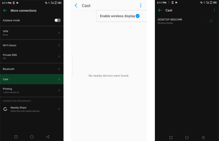 how to connect phone to laptop screen cast
