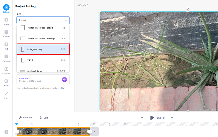 How To Resize Instagram Video With Veed.io Step 3