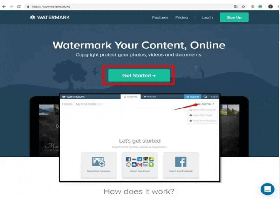 import the image to which you want to add a watermark online