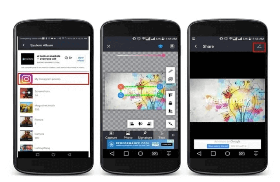 Watermark Instagram photos on Android