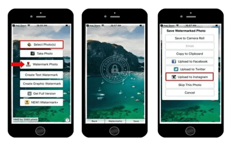 Watermark Instagram photos on iPhone
