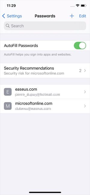 view saved password iphone settings