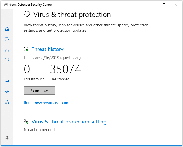 Fix the requested resource is in use - Run Windows Defender