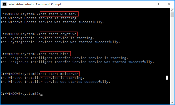 Restarting Windows Update service using CMD. 